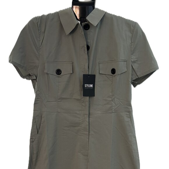 STYLEWE Pants - Stylewe One Piece Jumpsuit in green khaki color and black buttons NEW XL(16)